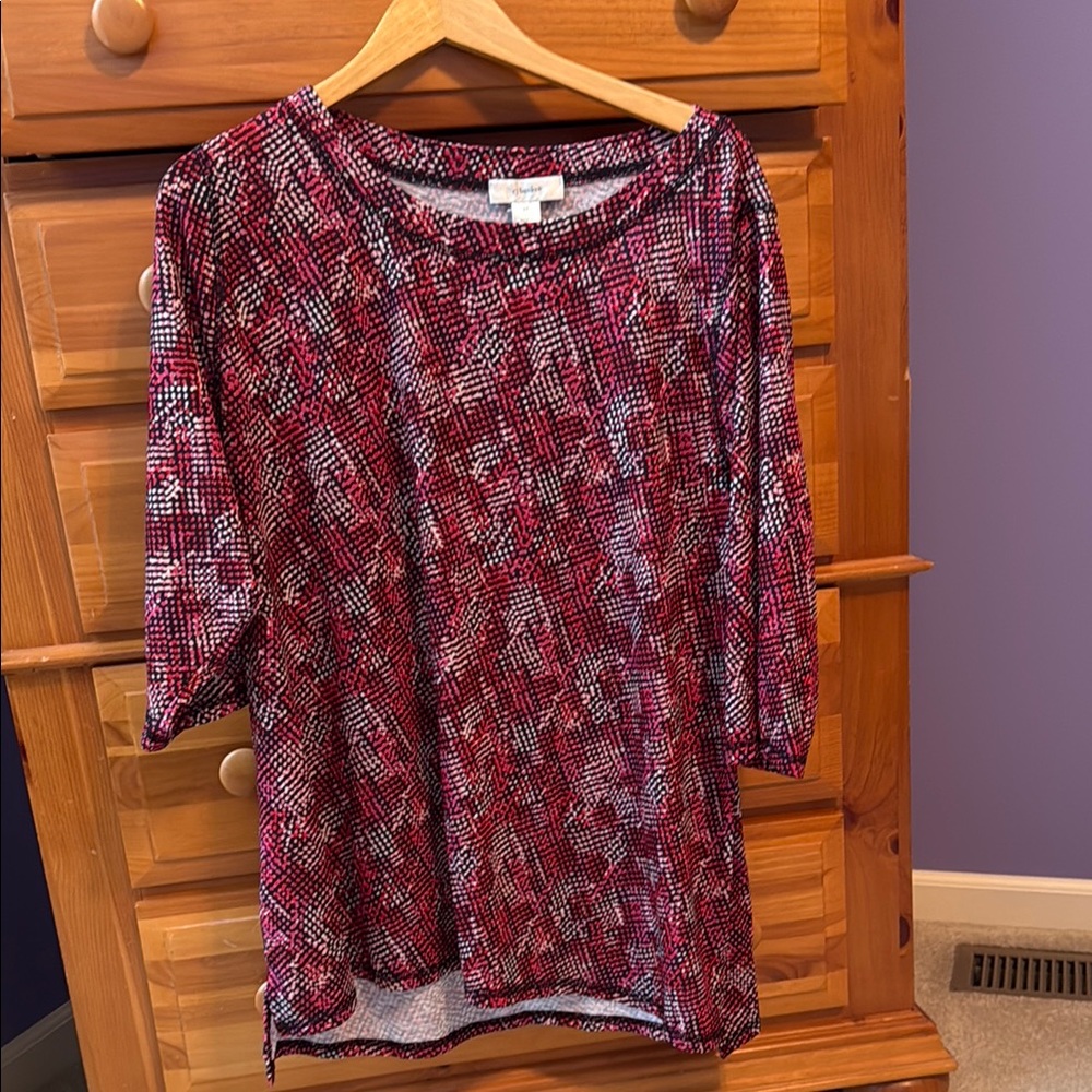 Women's Patterned Top - Pink and Black